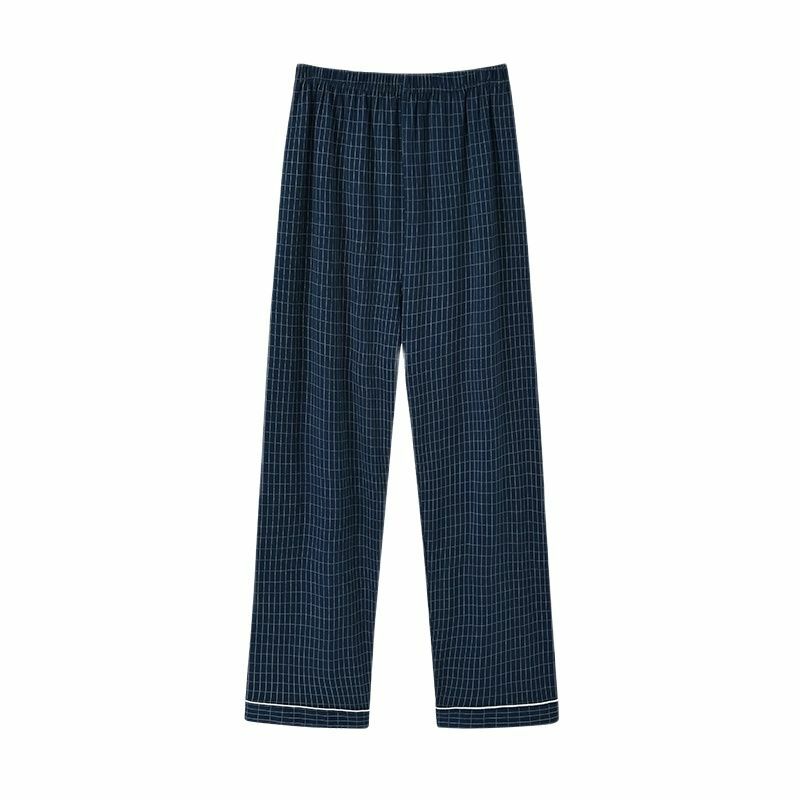 Primavera e outono xadrez casa calças masculinas puro algodão longo casa calças de dormir bottoms impressão casual pijamas masculino grandes jardas L-4XL