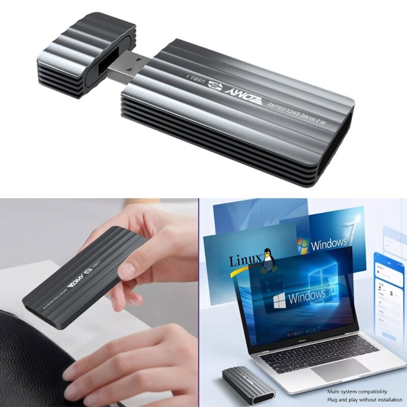 Lector tarjetas CFexpressType B, M.2 NVMe a USB3.1 10Gbps, carcasa externa aluminio portátil, compatible con