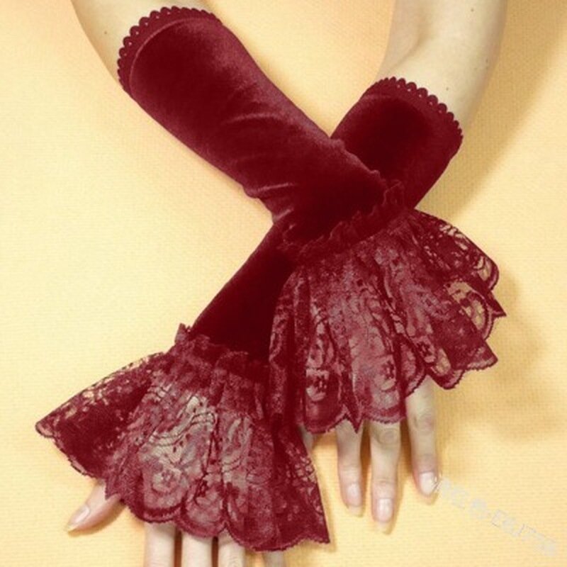 Lace Gloves Elastic Satin Large Mesh Sunscreen Driving Glove Dance Gloves Ruffle Women Gloves
