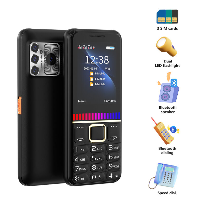 SERVO 2175-teléfono móvil con 3 SIM, 2G, GSM, doble linterna, altavoz, Bluetooth, llamada, Voz Mágica, lista negra, MP3, teléfonos con botón grande
