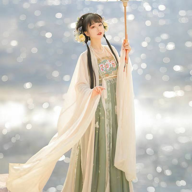 Весенний оригинальный полный комплект из юбки Chebula для взрослых Hanfu для студенток с принтом и большими рукавами в стиле весны и лета