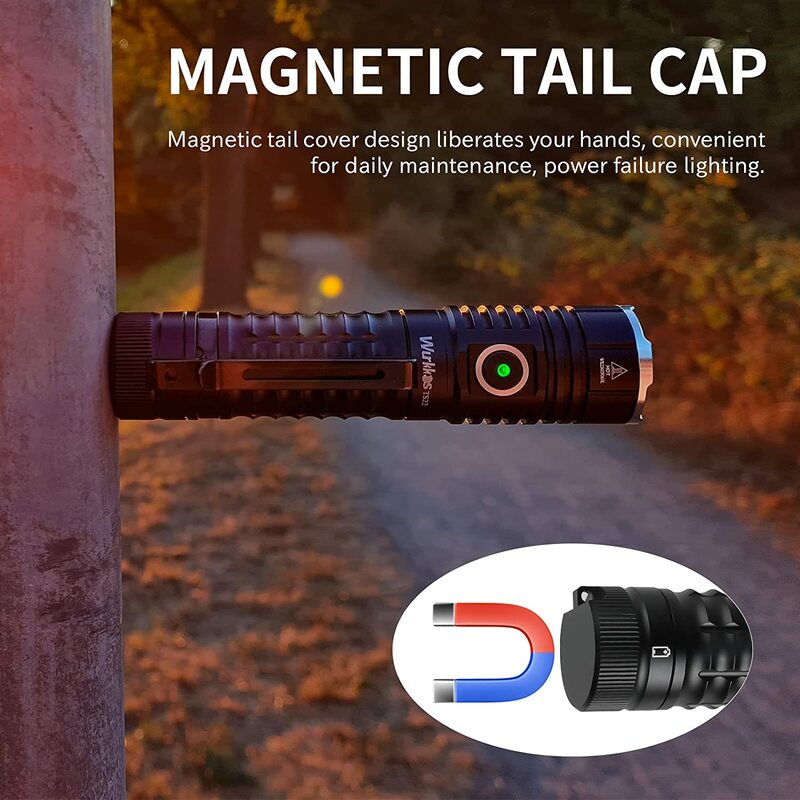 Wurkkos-TS22 Rechargeable 21700 LED Flashlight XHP70.2 Powerful Max 4500LM IP68 with Magnet Tail & Reverse Charging for Hiking