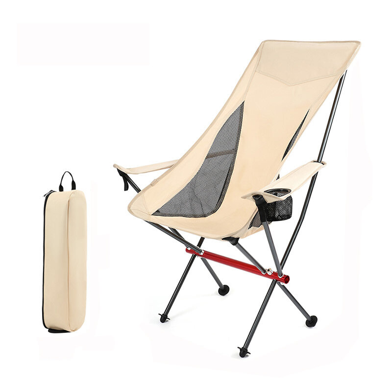 Hooru portátil acampamento lua cadeira de alumínio leve dobrável piquenique praia cadeiras ao ar livre viajar pesca caminhadas jardim assento