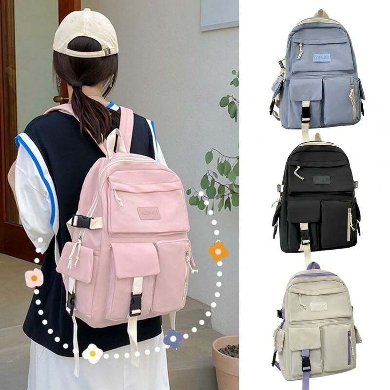Macaron Color Women Backpack Lightweight Canvas School Backpack with Large Capacity for Students' Daily Use Travel for Women
