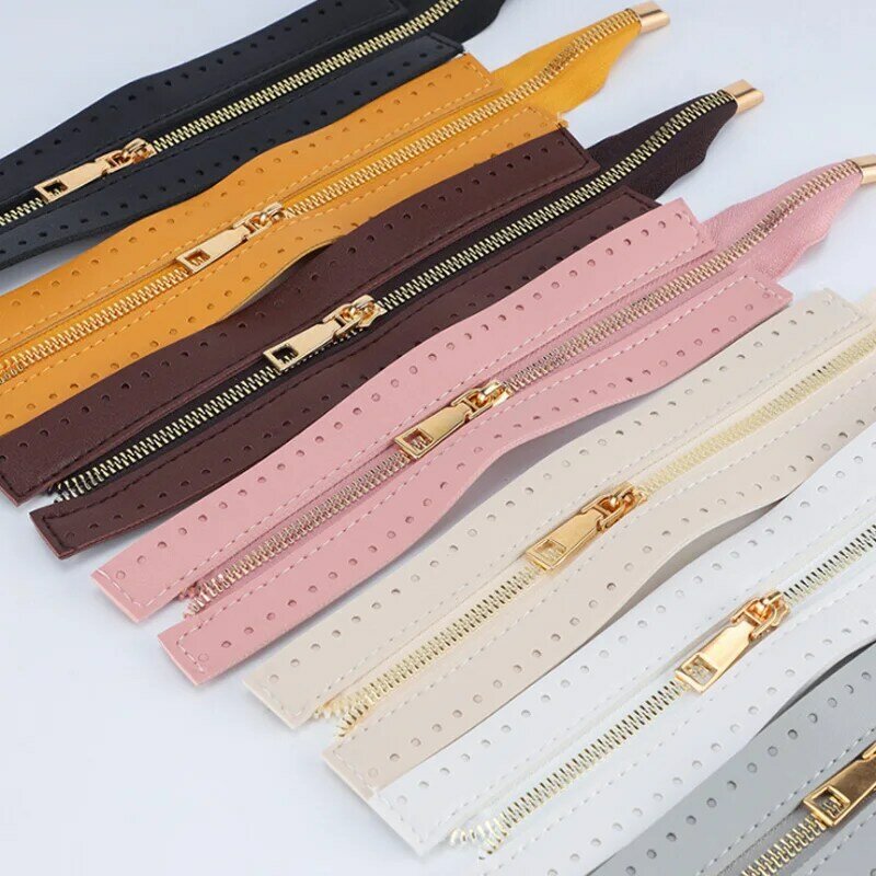 1pc Useful For Woven Bag Sewing Soft Pu Leather Custom Zippers Accessories High Quality Fashion Diy