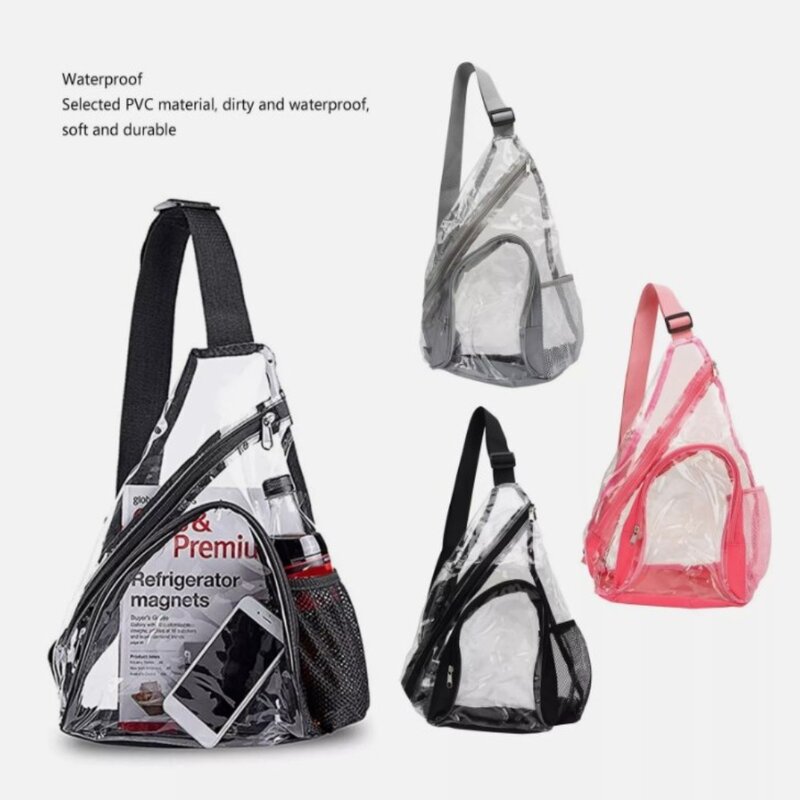 Transparent Clear Sling Bag New Large Capacity PVC Shoulder Backpack Waterproof Chest Bag Female
