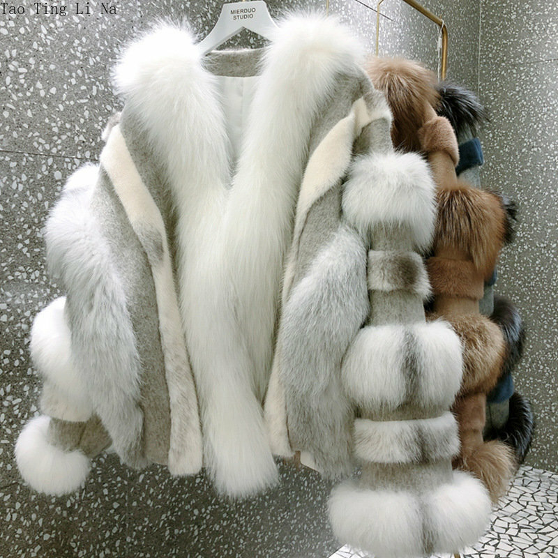 2023 Women Autumn and Winter New Genuine Fox Match Mink Fur Coat H12
