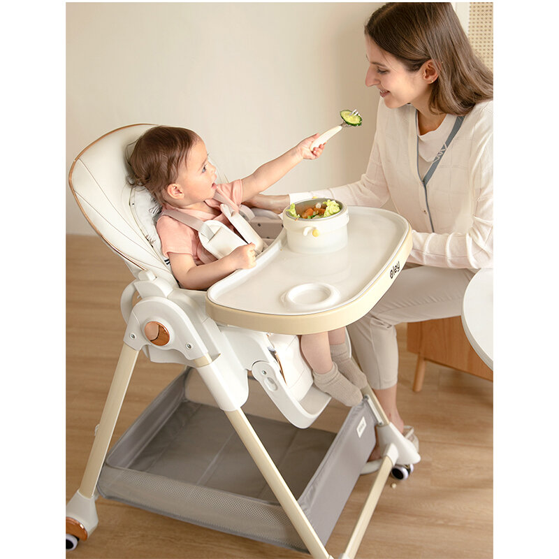 Silla alta plegable multifuncional para bebé, silla de alimentación de altura ajustable, puede sentarse, tumbarse, jugar