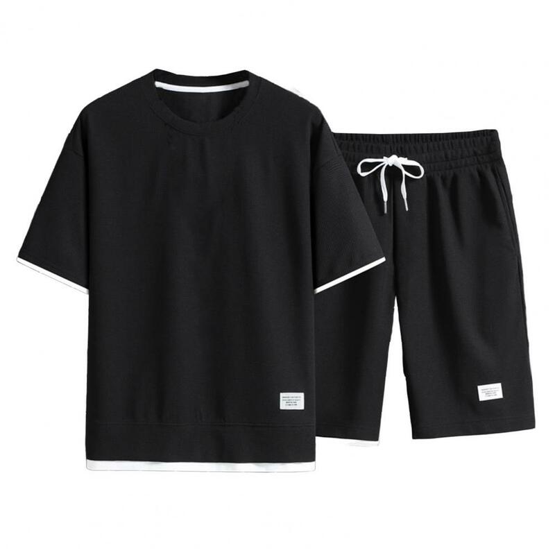 Shorts de jogging masculino camiseta e conjunto de treino, roupas esportivas, roupas de moda masculina, verão, 2 peças
