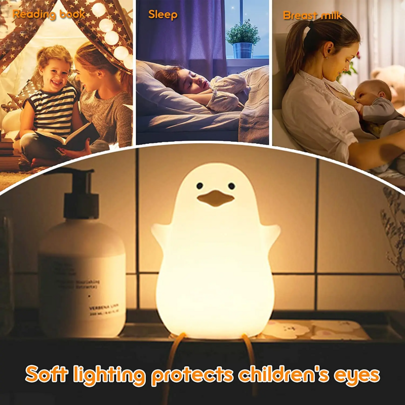 Duck Night Light Bedside for Nursery Touch Control Portable and Rechargeable Dimmable Birthday Xmas Gifts for Boys Girls