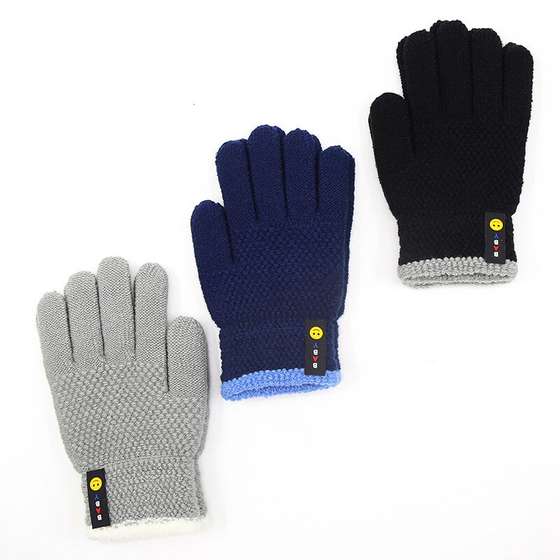 子供用の厚手のニットグローブ,6〜10歳の子供用の暖かい手袋,冬用の伸縮性のあるミトン,男の子と女の子用のアクセサリー