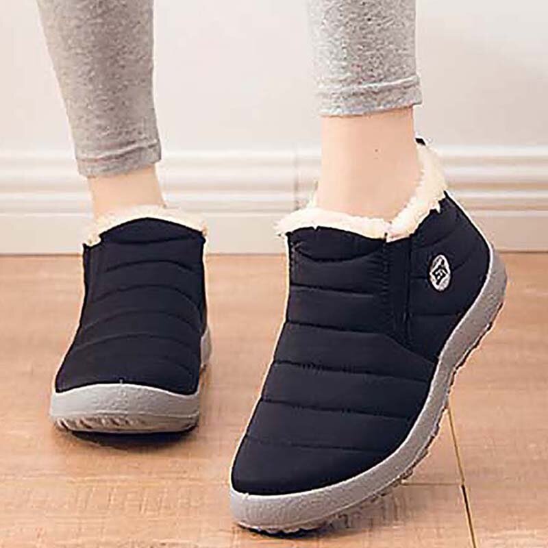 Snow Women Boots Fashion Unisex Shoes Slip On Platform Shoes For Women Ankle Boots Waterproof Plush Winter Shoes Botas Mujer