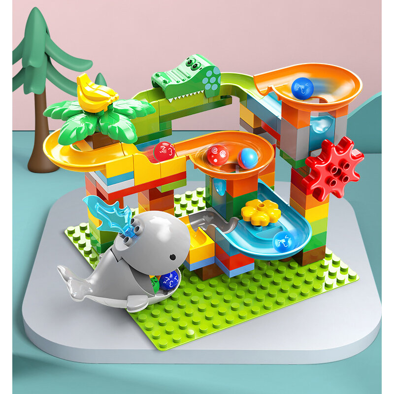 Große Bausteine Modell Ball Slides Zubehör kompatibler Elefant mit Ziegel Slide way Puzzle Montage DIY Kinderspiel zeug
