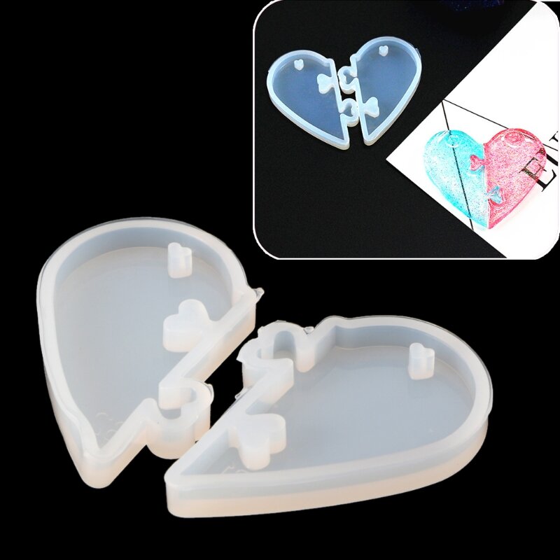 เงารูปหัวใจซิลิโคนเรซินแม่พิมพ์ DIY Handmade พวงกุญแจจี้