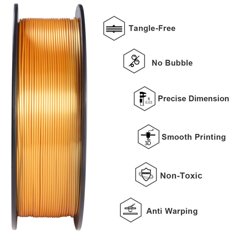 GEEETECH filamento PLA in seta 3d 1kg1.75mm filo per bobina per materiale stampante 3D, sicurezza, confezione sottovuoto, colore speciale, senza bolle