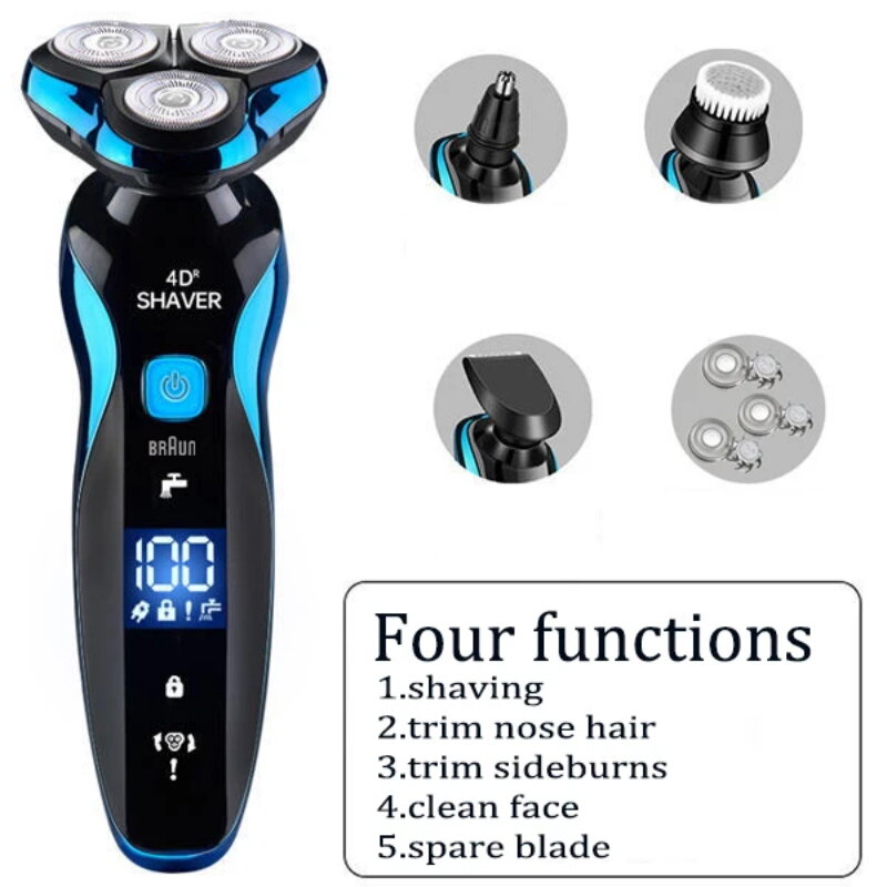 BRAUN alat cukur rambut elektrik 5320s pria, pencukur rambut elektrik 4D dapat diisi ulang USB profesional
