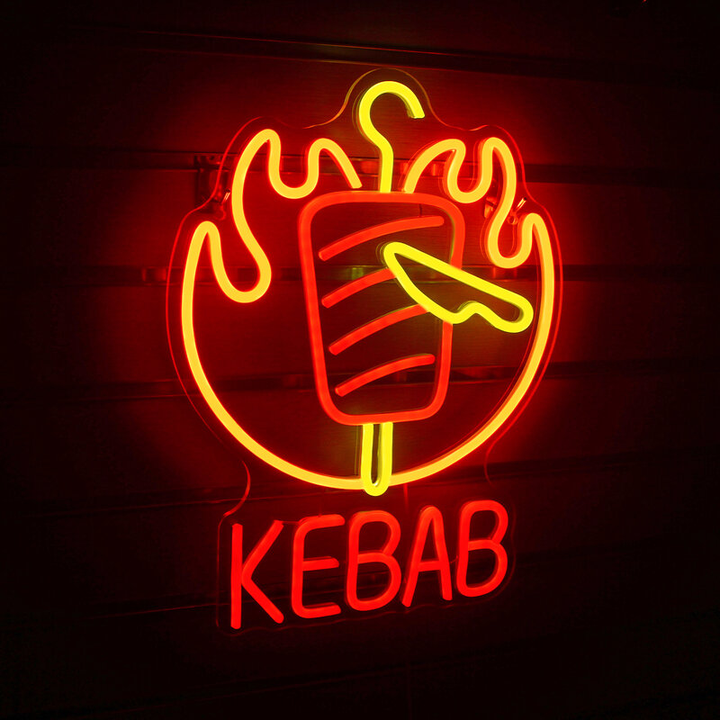 BBQ Kebab Neon Sign LED Vermelho Wall Decor, Alimentado por USB, Acrílico, Art Wall Decor para Churrasco, Restaurante, Bar, Loja, House Party