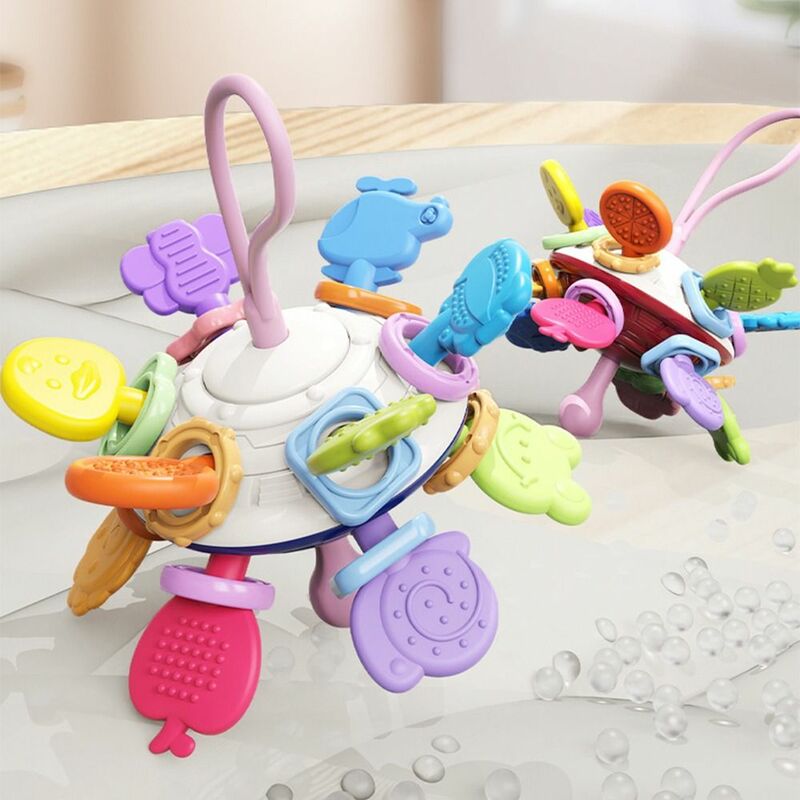 Colorful Baby Sensory Teething Toys UFO Durable Grabbing Ball Baby Toy Safety Animals Fruits Hand Catch Ball Motor Skills