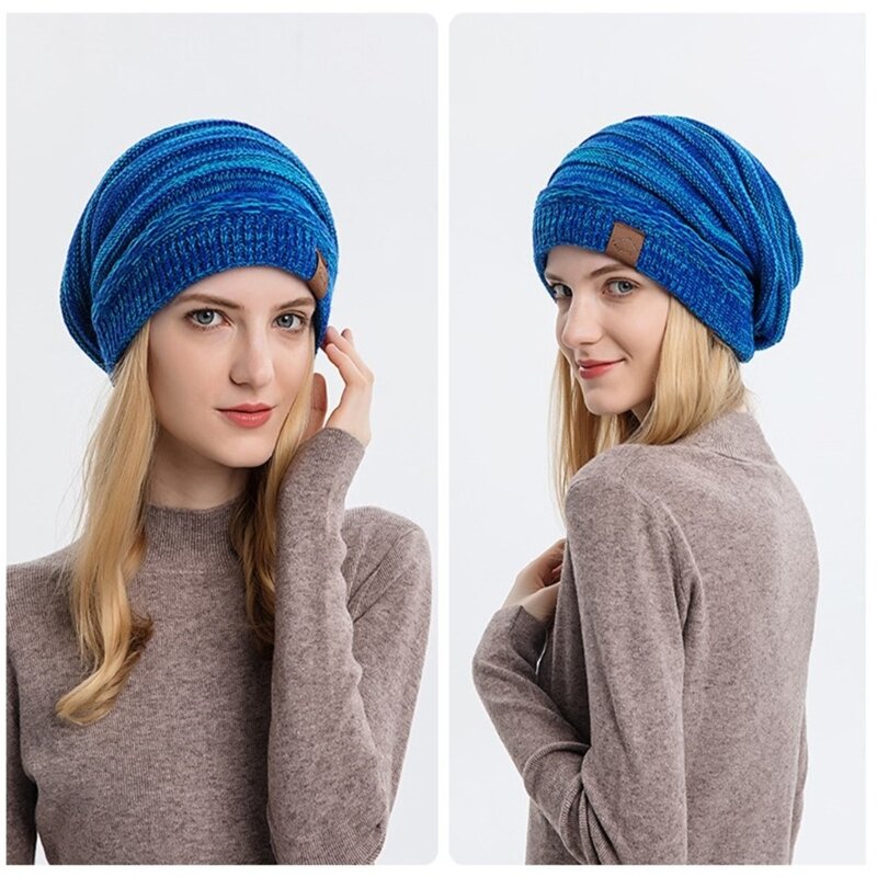Y166 Topi Beanie Rajut Modis untuk Wanita Pria Topi Jorok Nyaman Topi Pullover Topi Tengkorak Musim Gugur Musim Dingin Hiasan