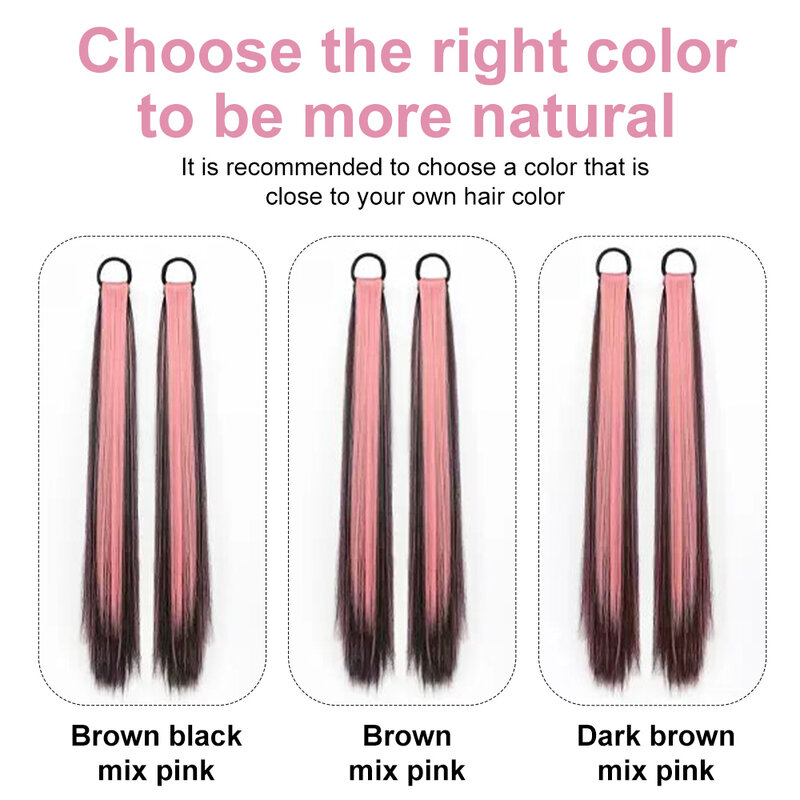 Xtensions syntetyczne warkocze bokserskie włosy w koński ogon lina dla kobiet wysokotemperaturowy włókno różowy Mix czarny brązowy kucyk
