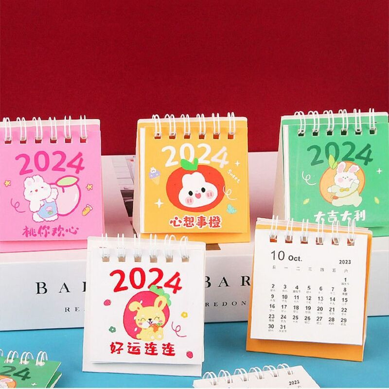 Standing Flip Calendar Mini Desk Calendar Daily Schedule Agenda Organizer 2024 Calendar Yearly Agenda Schedule Planner