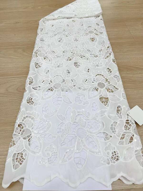 Новейшая африканская кружевная ткань с блестками 2024, Высококачественная кружевная вышивка, высота 5 ярдов, для женщин, свадьба, Hxi