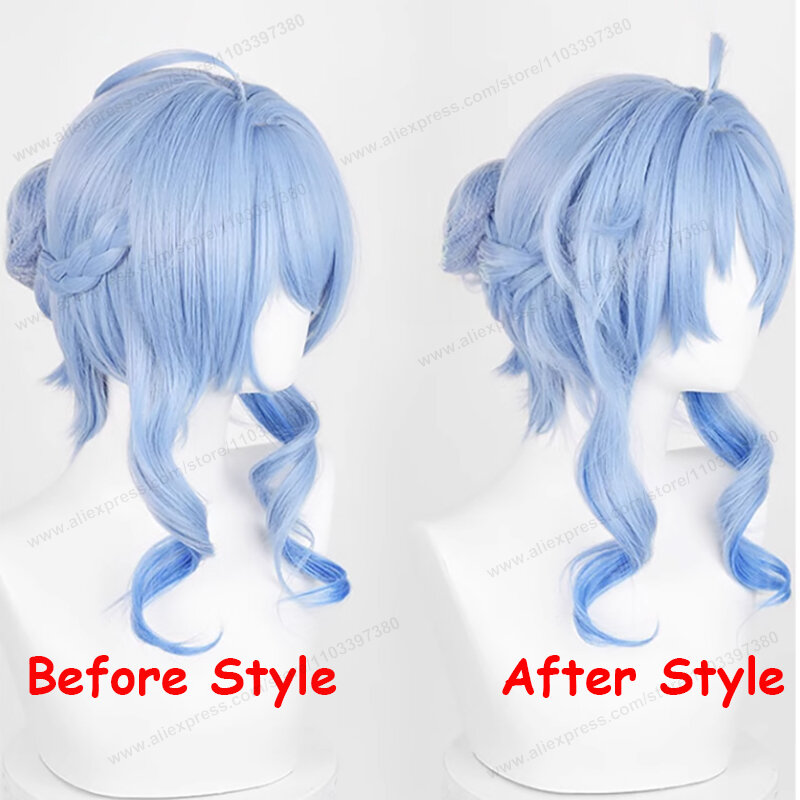 Lantern Rite Ganyu Cosplay Wig 45cm Long Blue Gradient Hair  Anime Cosplay Wigs Heat Resistant Synthetic Wigs