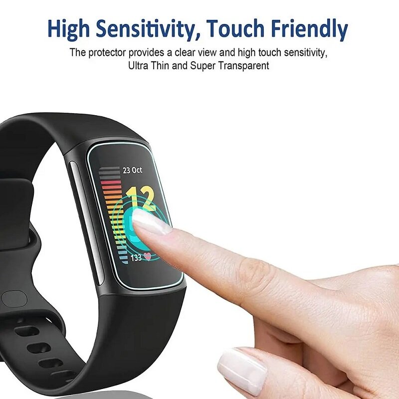 Película protectora de hidrogel para Fitbit Charge 6 5 4 3 2, Protector de pantalla Compatible con Fitbit Charge 6 5 4 3 2