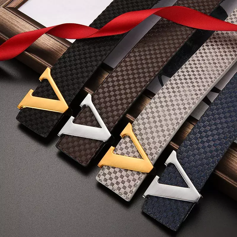 Cinturones de diseñador de marca de lujo para hombres y mujeres, correa de cuero genuino con hebilla automática en V, alta calidad, 2024