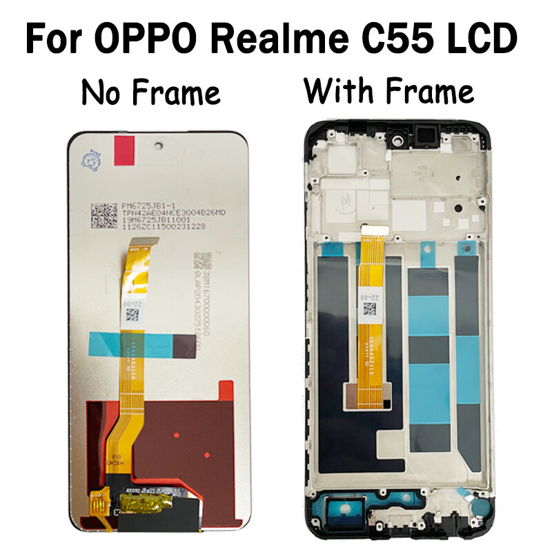 OPPO Realme 오리지널 LCD 디스플레이 터치 스크린 디지타이저 어셈블리, RealmeC55 LCD 교체 수리 부품, RMX3710, 6.72 인치