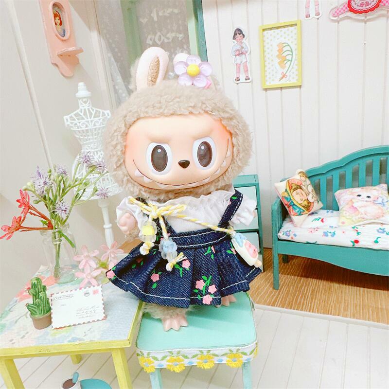 Pakaian boneka mewah Mini imut 17cm aksesoris pakaian untuk Korea Kpop Exo Labubu boneka idola overall rok pakaian DIY hadiah