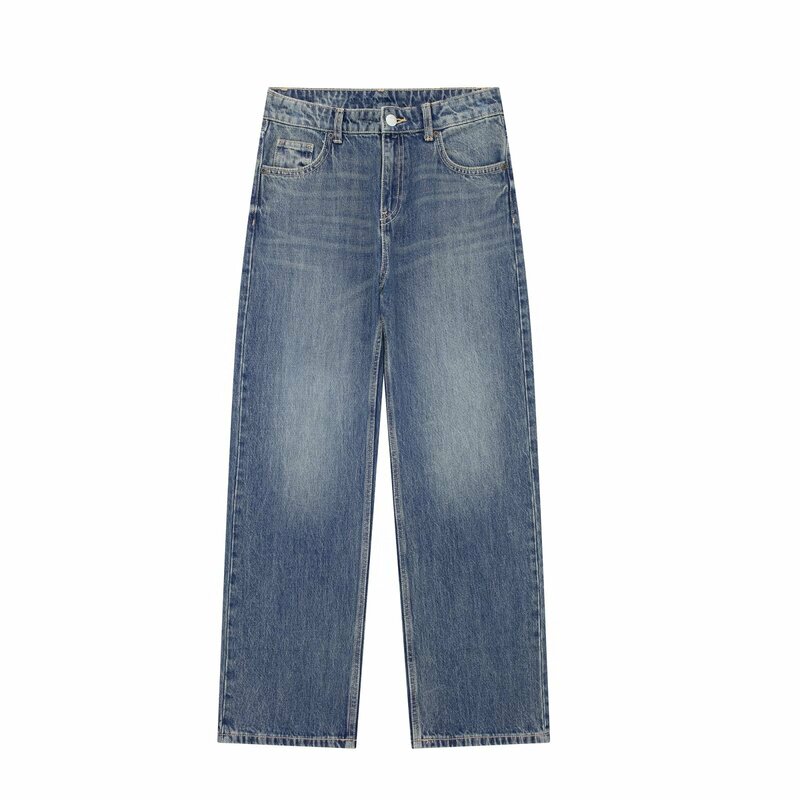 Jeans Casual dritti a vita media comodi e versatili di nuova moda