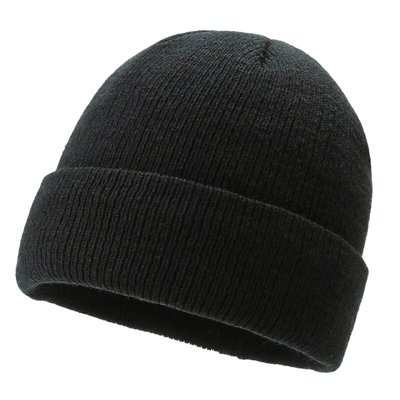 Winter Plus Velvet Warm Beanie Hat, Men's Knitted Hat & Gloves Set Men Casual Beanies Soft Cap