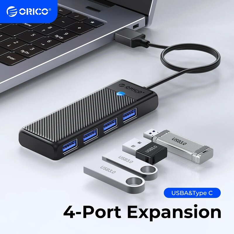 ORICO Hub de type C Hub USB 3.0 répartiteur à 4 ports Adaptateur hub USB dock d'extension adaptateur OTG ultra-mince pour accessoires informatiques PC