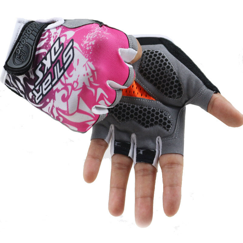Sarung tangan bersepeda setengah jari pria, sarung tangan perlindungan matahari desain anti-selip mendaki gunung olahraga