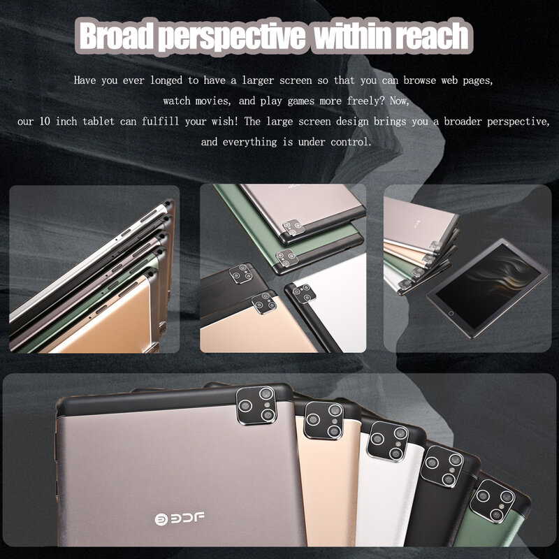 Tablet Grande BDF P10, Display de 10 ", 4GB de RAM, 64GB ROM, 5000mAh bateria, frente, 2MP, câmera de 5MP, Suporta WiFi e rede 3G, Novo