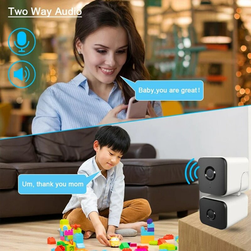 Tuya Casa Cam Monitor do bebê sem fio, Vida inteligente, Mini Dual Lens, WiFi Câmera de Segurança PTZ, Auto Tracking, Indoor, 2 Way Audio, 8MP