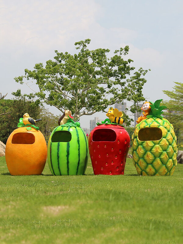 Outdoor Trash Can Sculpture,Corn Statue,Garden Landscape,Kindergarten Scenic Area Decoration,Fruit,Vegetable,Pineapple Decor