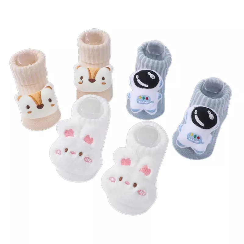 3 Pair/lot Cartoon Dolls Knitted Socks Stylish & Versatile Baby Knit Foot Socks Set Breathable Shower Gift for Toddlers