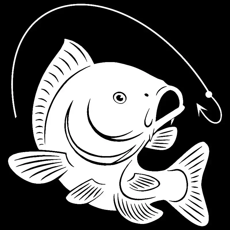 زينة لصيد سمك الشبوط ، هواية صياد السمك ، ملصق سيارة شخصية ، فن PVC ، 15 × 14
