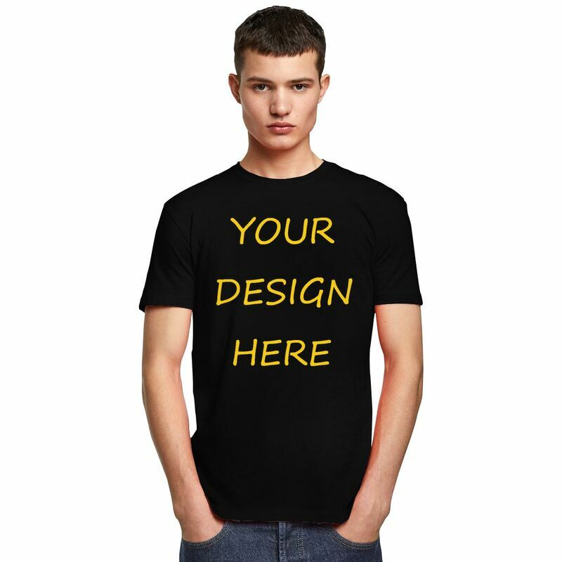 Men's Custom Your Photo Logo Text Print T Shirt Short Sleeves Cotton Tshirt Unique T-shirt Printed Your Design Here DIY Tee