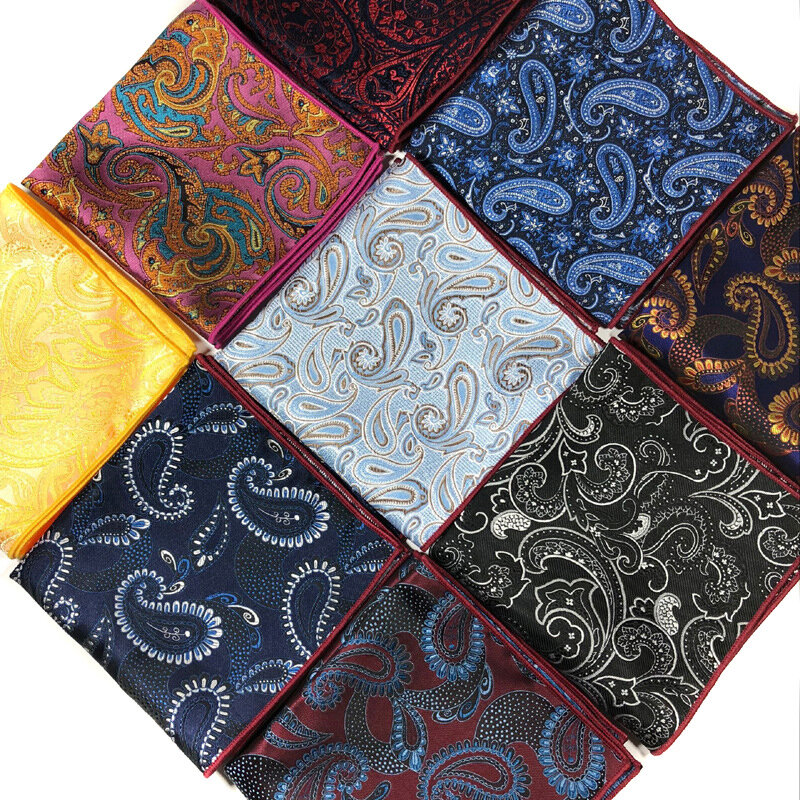 Lenço Jacquard Weave para homens, terno de lenços de luxo, bolso, lenços quadrados com padrão de caju, acessórios formais