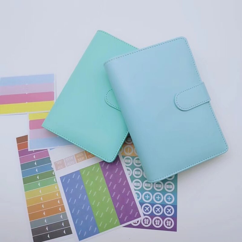 2024 Diary Colorful A5/A6 PU Macaroon Loose-Leaf Cover Binder Dairy Notebooks Hard Cover Refill Journal Travelers Leather Cover