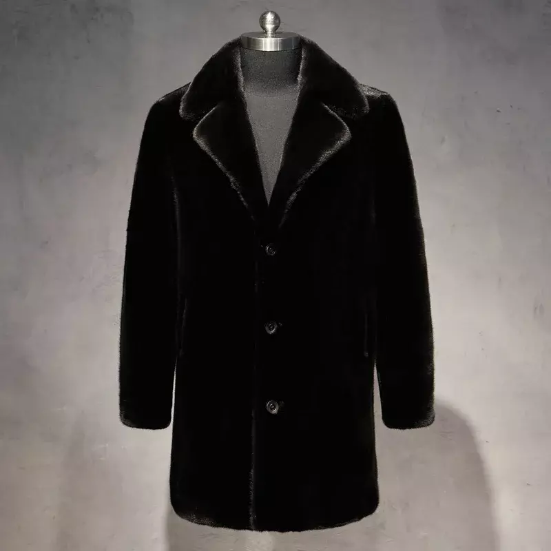 AYUNSUE-abrigo de piel de visón Real para Hombre, Parka cálida de lujo, chaquetas de piel de visón de longitud media, abrigo de invierno, Hiver SGG732