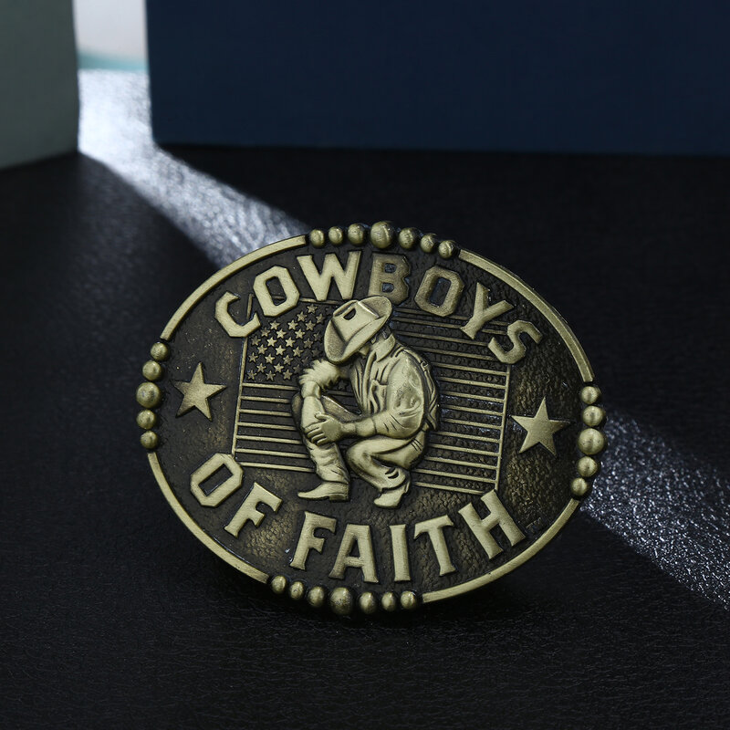 Western Denim Cow Boy Of Faith Metal Belt Buckle For Men'S Jeans Belt Accessories Gift