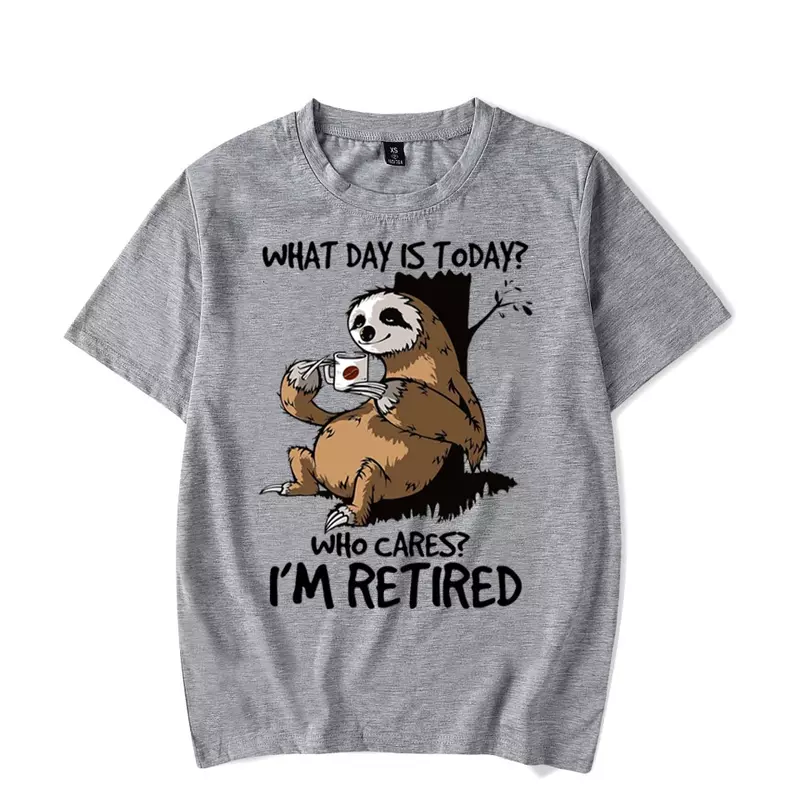 2023 Men's T-shirt  Sloth Who Cares I'm Retired Graphic Tee Shirt Man Short Sleeve Tshirt Cartoon Sloth Top Tees Homme Camiseta