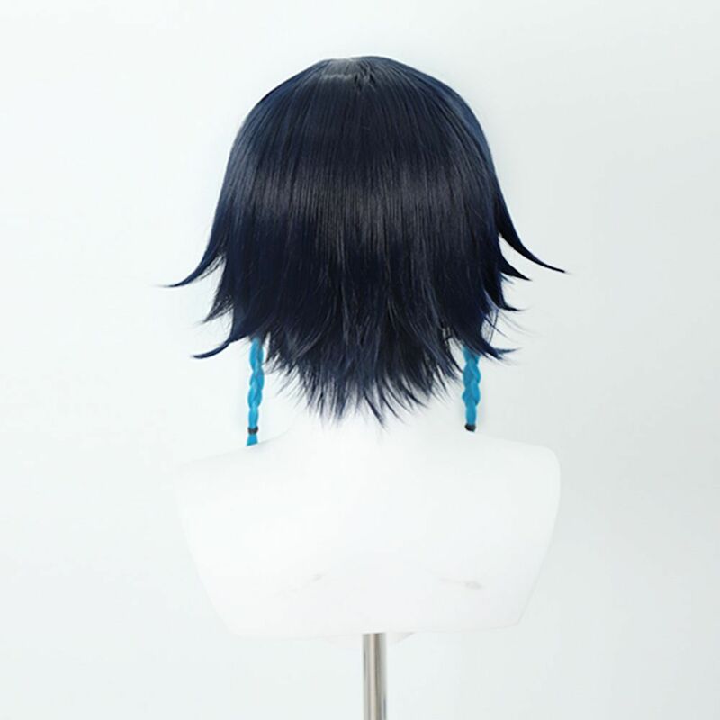 Anime wig Venti blue and black gradient braid reversed anime cosplay wig Wendy headband Synthetic Wigs Pelucas Hair Daily Party