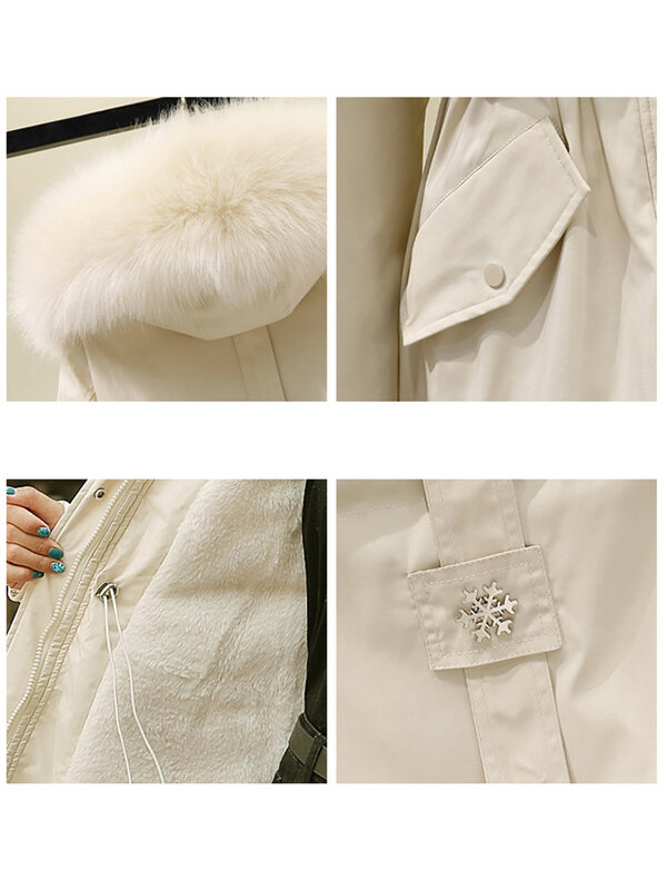 女性のミドル丈フード付きコート,暖かい綿のコート,厚くてゆったりとした,用途が広く,新しい,冬,M-3XL xl,2023