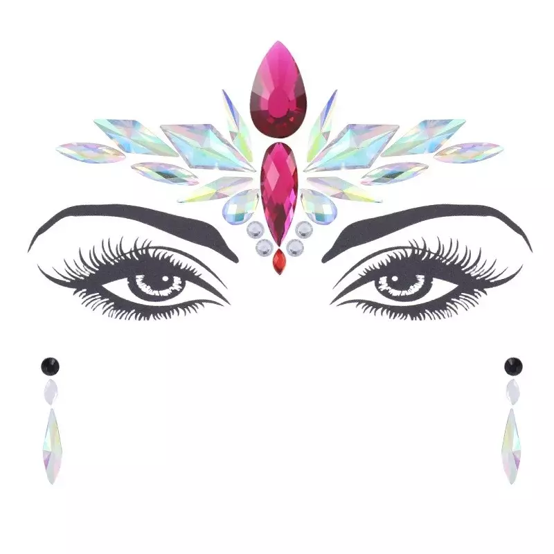 3D Sexy Face Tattoo Stickers Face Decoration Temporary Tattoos Glitter Fake Tattoo Rhinestones for Woman Party Face Jewels Tatoo