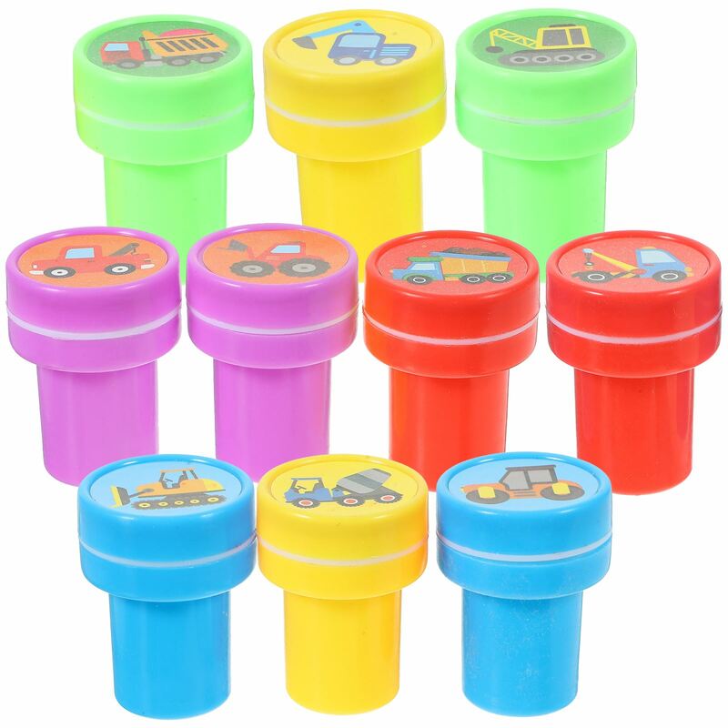 10pcs Engineering Truck Stamp Toy Kids Truck Party Gift Class Award Construction Engineering Truck Student Stamp Rewards